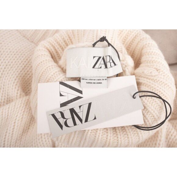 Zara Kaia Womans Cashmere Sweater Turtleneck Size M-L ecru Cropped 9598/255 NWT - Picture 6 of 6